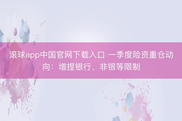 滚球app中国官网下载入口 一季度险资重仓动向：增捏银行、非银等限制