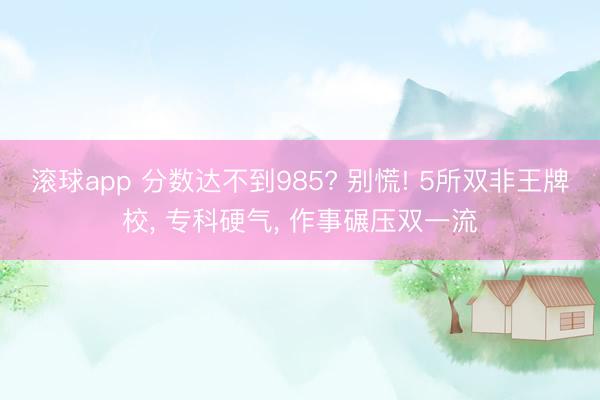 滚球app 分数达不到985? 别慌! 5所双非王牌校， 专科硬气， 作事碾压双一流