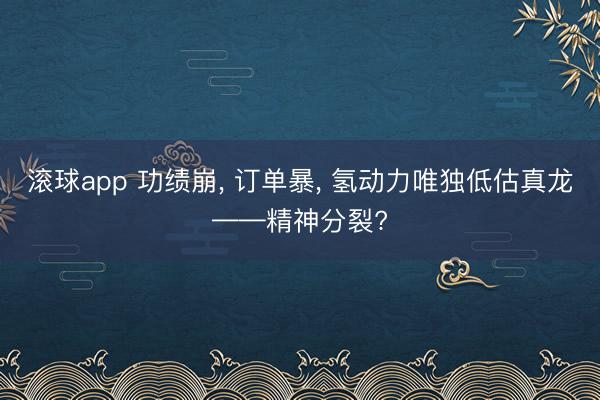 滚球app 功绩崩， 订单暴， 氢动力唯独低估真龙——精神分裂?