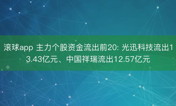 滚球app 主力个股资金流出前20: 光迅科技流出13.43亿元、中国祥瑞流出12.57亿元