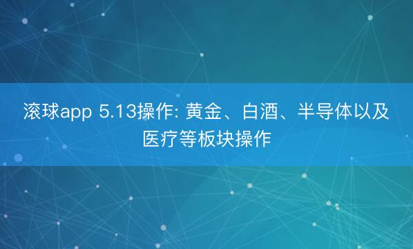 滚球app 5.13操作: 黄金、白酒、半导体以及医疗等板块操作