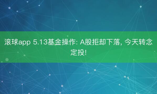 滚球app 5.13基金操作: A股拒却下落， 今天转念定投!