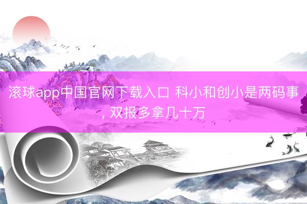 滚球app中国官网下载入口 科小和创小是两码事， 双报多拿几十万