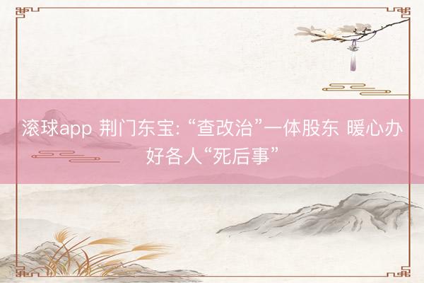 滚球app 荆门东宝: “查改治”一体股东 暖心办好各人“死后事”
