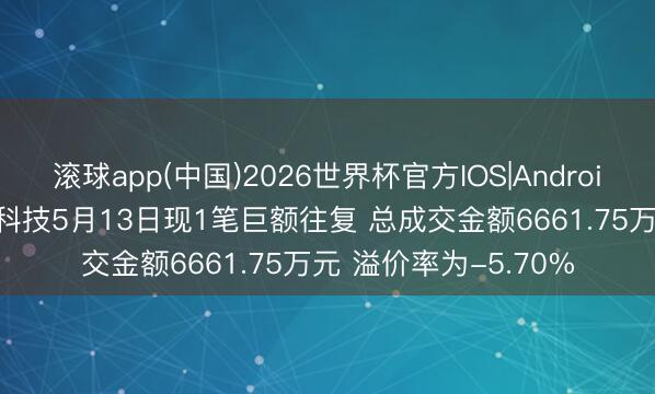 滚球app(中国)2026世界杯官方IOS|Android手机app下载 炜冈科技5月13日现1笔巨额往复 总成交金额6661.75万元 溢价率为-5.70%