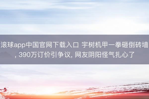 滚球app中国官网下载入口 宇树机甲一拳砸倒砖墙， 390万订价引争议， 网友阴阳怪气扎心了