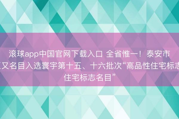 滚球app中国官网下载入口 全省惟一！泰安市泰山区又名目入选寰宇第十五、十六批次“高品性住宅标志名目”
