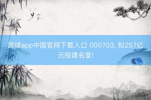 滚球app中国官网下载入口 000703， 拟257亿元投建名堂!