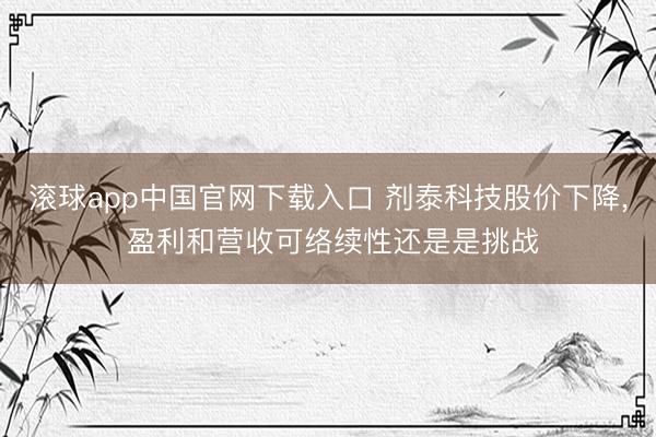 滚球app中国官网下载入口 剂泰科技股价下降， 盈利和营收可络续性还是是挑战
