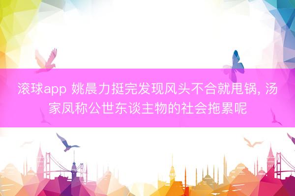 滚球app 姚晨力挺完发现风头不合就甩锅， 汤家凤称公世东谈主物的社会拖累呢