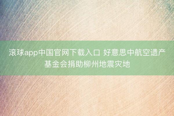 滚球app中国官网下载入口 好意思中航空遗产基金会捐助柳州地震灾地