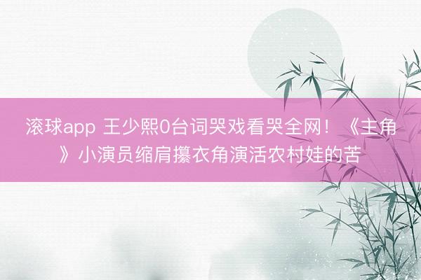 滚球app 王少熙0台词哭戏看哭全网!《主角》小演员缩肩攥衣角演活农村娃的苦