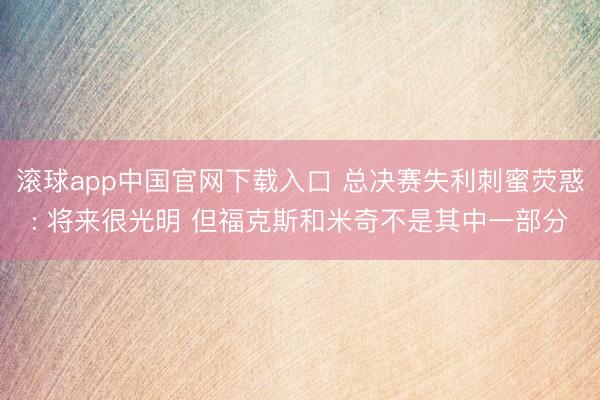 滚球app中国官网下载入口 总决赛失利刺蜜荧惑: 将来很光明 但福克斯和米奇不是其中一部分