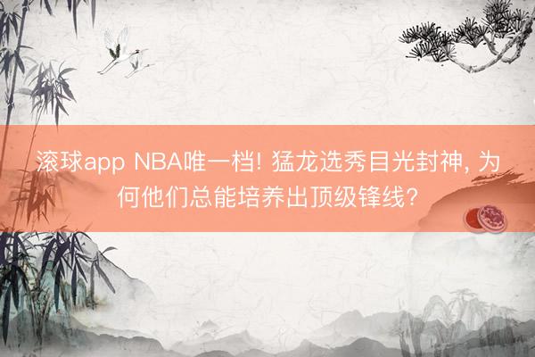 滚球app NBA唯一档! 猛龙选秀目光封神， 为何他们总能培养出顶级锋线?