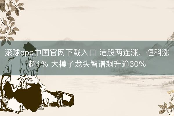 滚球app中国官网下载入口 港股两连涨,恒科涨超1% 大模子龙头智谱飙升逾30%