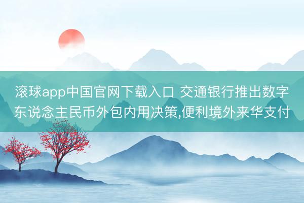 滚球app中国官网下载入口 交通银行推出数字东说念主民币外包内用决策，便利境外来华支付